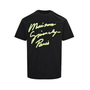 Fluorescent green letter embroidered short sleeves