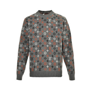 Classic old flower monogram jacquard floral crew neck sweater