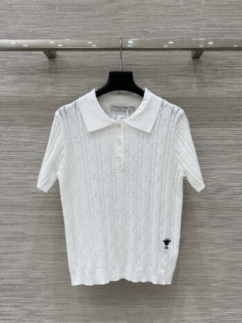 Celebrity style hollow polo short-sleeved top