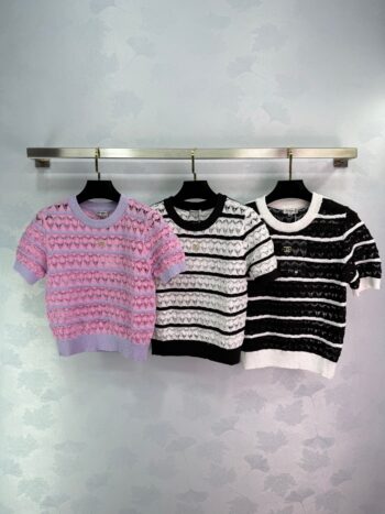 25SS Hollow out design short sleeves