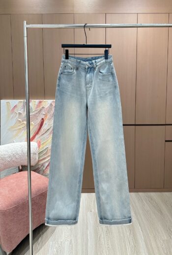 25SS Advanced design rolled edge ankle letter jeans