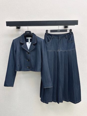 25ss Cowboy suit  Short style lapel jacket+pleated skirt