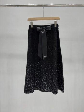 25SS Butterfly sequin knitted skirt