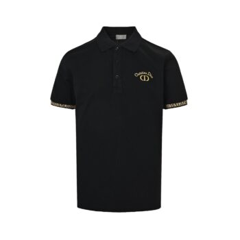 25ss CD gold thread embroidered letters Polo short sleeved shirt