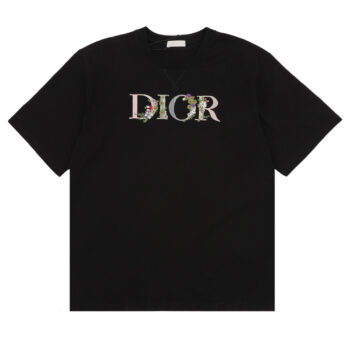 Gradient floral embroidery short-sleeved T-shirt