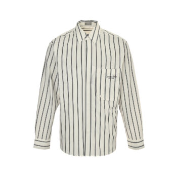 Striped shirt with pocket embroidery