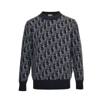 All-over monogram jacquard crew neck sweater