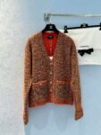 Retro orange horseshoe sleeve heavy sequin knitted cardigan jacket