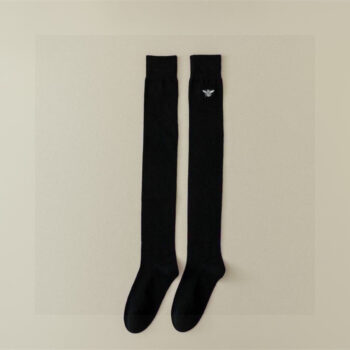 Double-needle bee embroidery over-the-knee socks stockings