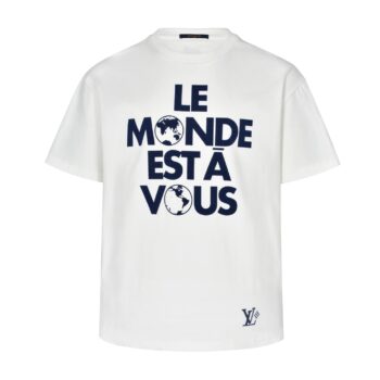 World globe flocked printed short sleeves