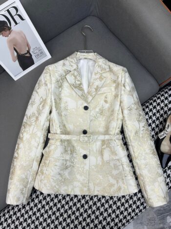gold jacquard blazer