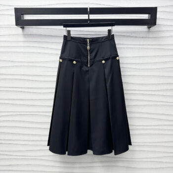 high waist zippered pleated skirt
