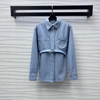 embossed belt denim shirt