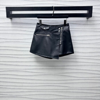 Beaded monogram leather culottes