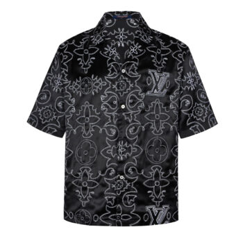 Arabesque boot thread embroidered short-sleeved shirt