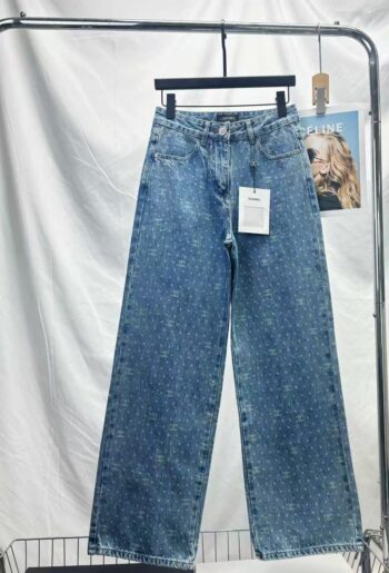 New Polka Dot Double C Wide Leg Straight Jeans