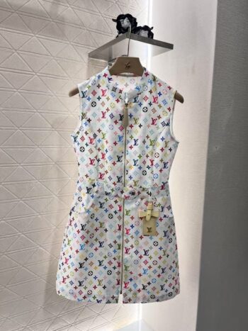 25ss printed zipper sleeveless dress