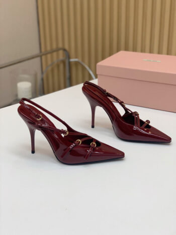 Kitten heel slingback shoes