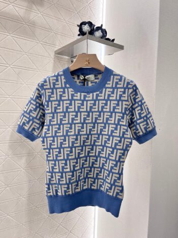 New Round Neck Jacquard Knit Short Sleeve