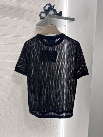 25SS New Round Neck Hollow Short Sleeve Wool Material