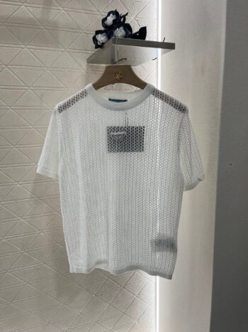 25SS New Round Neck Hollow Short Sleeve Wool Material