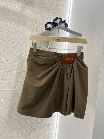 25ss leather label pleated fashionable suit skirt