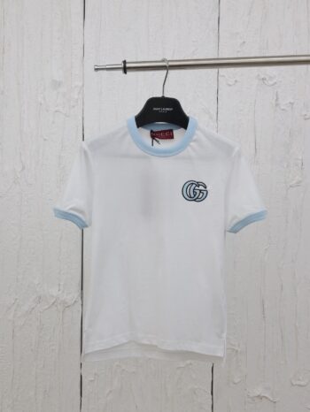 25g letter embroidery round neck short sleeve t-shirt