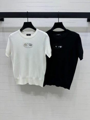 Double C hollow knit short sleeves