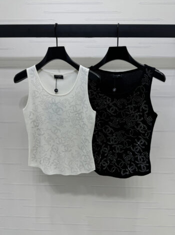 Heavy rhinestone knitted vest