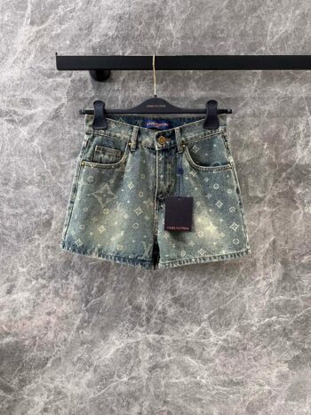 25 L Old Flower Full Print Denim Shorts