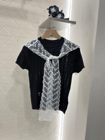 D Lace shawl knit short sleeve