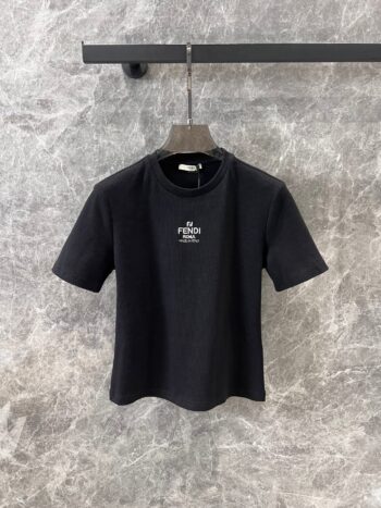 F 25 Early spring new letters embroidery bottom short-sleeved short t-shirt