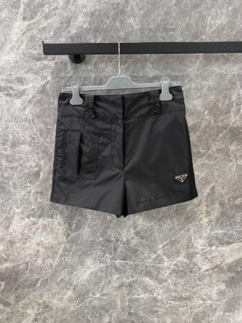 25 Spring and Summer New High Waist Triangle Logo Straight Nylon Shorts