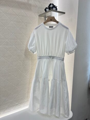 Drawstring Puff Sleeve Dress