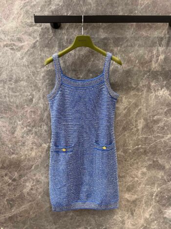 G 25 Vintage twisted colorful yarn knit halter dress