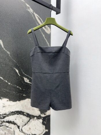 25 Spring and Summer New Twill High-grade Gray Jumpsuit