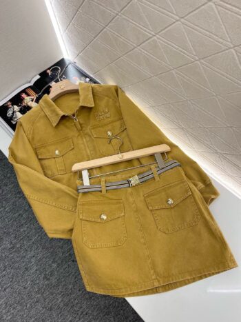 Lapel denim jacket + same style skirt