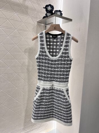 Striped knitted vest dress