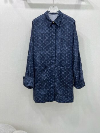 25 new classic logo monogram lapel loose shirt dress