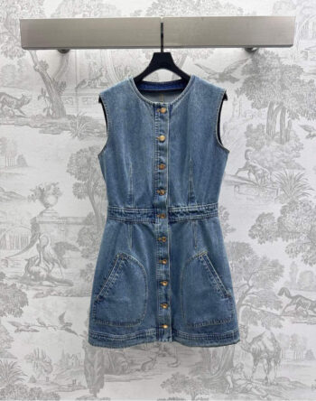 25 New Arrivals Letter Embroidered Denim Vest Dress