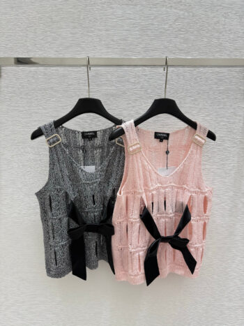Bow hollow knitted vest