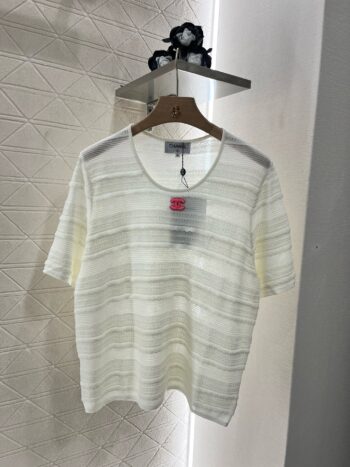 25SS New Lace Round Neck Knitted Short Sleeves