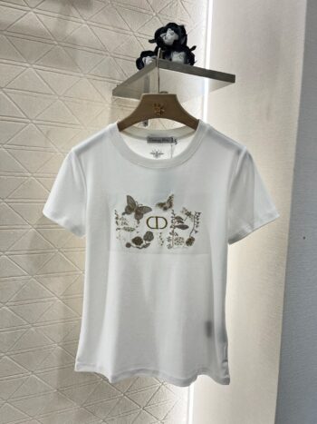 25SS New Embroidered Sequin Round Neck Short Sleeves
