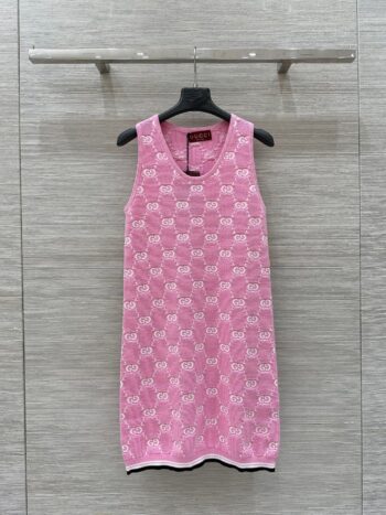 25SS Dopamine color retro jacquard full width GG knitted dress