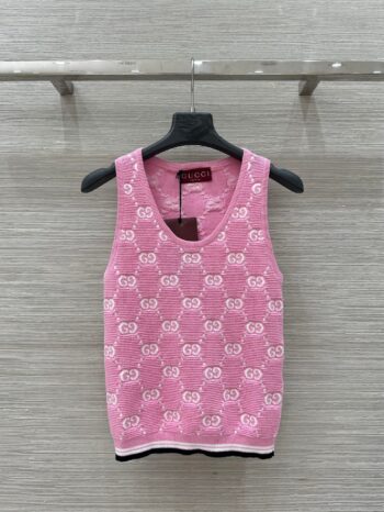 25SS Dopamine color retro jacquard full width GG knitted sling
