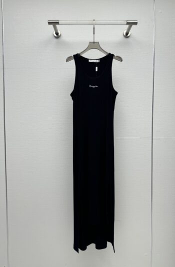 25 Spring and Summer New Micro Logo Embroidery Threaded Midi Dress