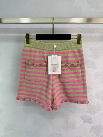 Chanel 25 new Chanel pink striped knitted shorts