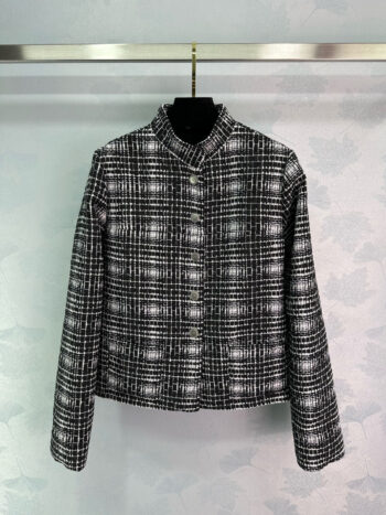 25ss Stand up collar tweed dress jacket