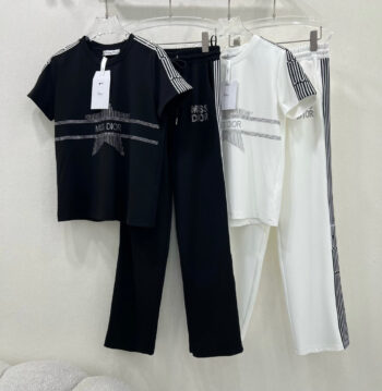 25ss Hot stamping ribbon short sleeved shirt  Combination of straight tubes