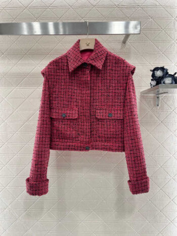 25ss Coarse tweed flying sleeve lapel dress jacket
